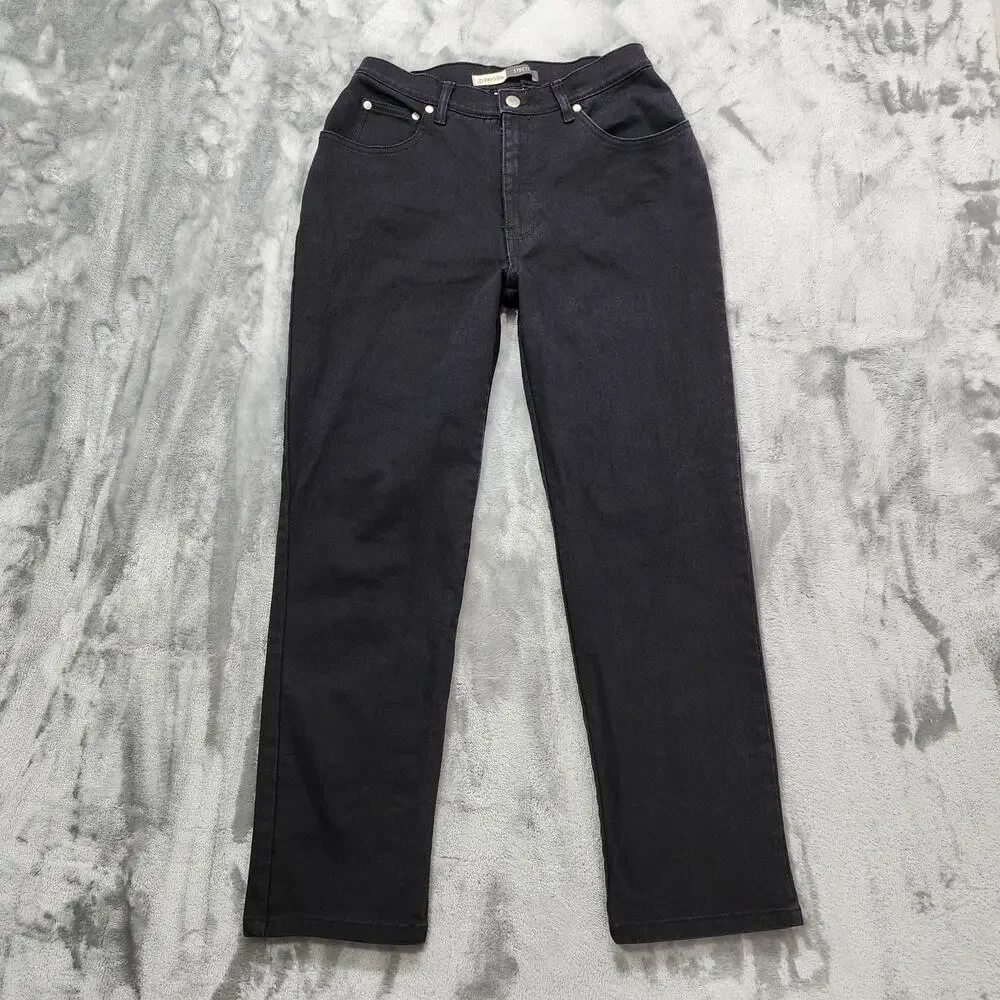Vintage St Johns Bay Jeans Womens 10P PETITE Black‎ High Rise Straight Stretch